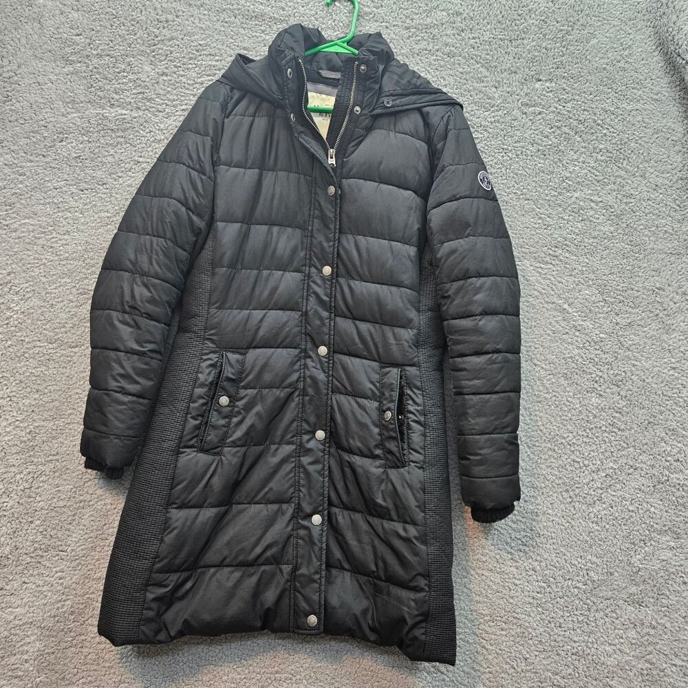 Abercrombie & Fitch Womens Black Hooded Puffer long Coat Medium